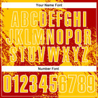 Custom Yellow Red-White 3D Pattern Design Abstract Brush Stroke Performance Polo Shirt