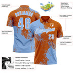 Custom Light Blue Texas Orange-White 3D Pattern Design Abstract Brush Stroke Performance Polo Shirt
