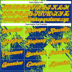 Custom Neon Green Royal-Orange 3D Pattern Design Abstract Brush Stroke Performance Polo Shirt