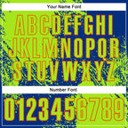 Custom Neon Green Royal-Orange 3D Pattern Design Abstract Brush Stroke Performance Polo Shirt