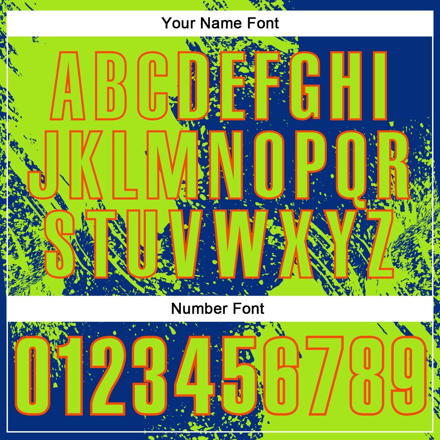 Custom Neon Green Royal-Orange 3D Pattern Design Abstract Brush Stroke Performance Polo Shirt