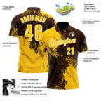Custom Yellow Brown-White 3D Pattern Design Abstract Brush Stroke Performance Polo Shirt