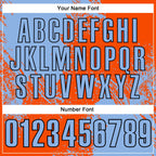 Custom Light Blue Orange-Black 3D Pattern Design Abstract Brush Stroke Performance Polo Shirt