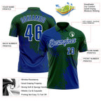 Custom Royal Green-White 3D Pattern Design Abstract Brush Stroke Performance Polo Shirt