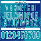 Custom Teal Royal-White 3D Pattern Design Abstract Brush Stroke Performance Polo Shirt