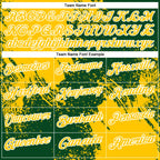 Custom Yellow Green-White 3D Pattern Design Abstract Brush Stroke Performance Polo Shirt