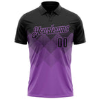 Custom Black Medium Purple 3D Gradient Square Shape Performance Polo Shirt