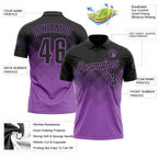 Custom Black Medium Purple 3D Gradient Square Shape Performance Polo Shirt