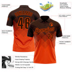 Custom Brown Orange 3D Gradient Square Shape Performance Polo Shirt