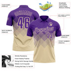 Custom Purple Cream 3D Gradient Square Shape Performance Polo Shirt