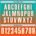 Custom Aqua White-Orange 3D Gradient Square Shape Performance Polo Shirt