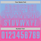 Custom Light Blue Pink 3D Gradient Square Shape Performance Polo Shirt