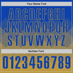 Custom Thunder Blue Old Gold 3D Gradient Square Shape Performance Polo Shirt