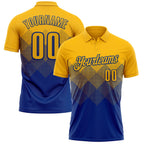 Custom Gold Royal 3D Gradient Square Shape Performance Polo Shirt