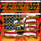 Custom Red Gold-Black 3D American Flag Skull Bowling Performance Polo Shirt