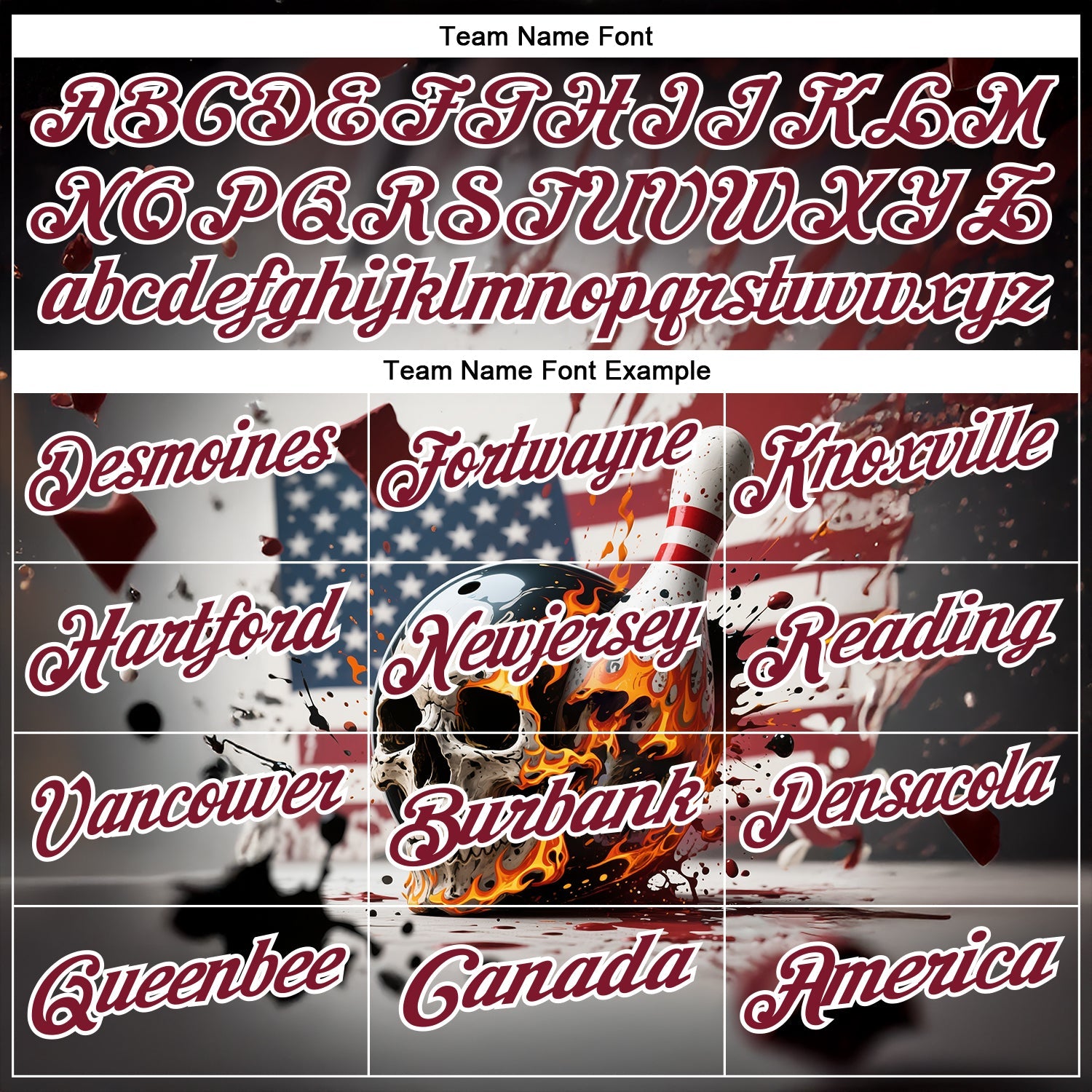 Custom Gray Crimson-White 3D American Flag Splash Flame Skull Bowling Performance Polo Shirt