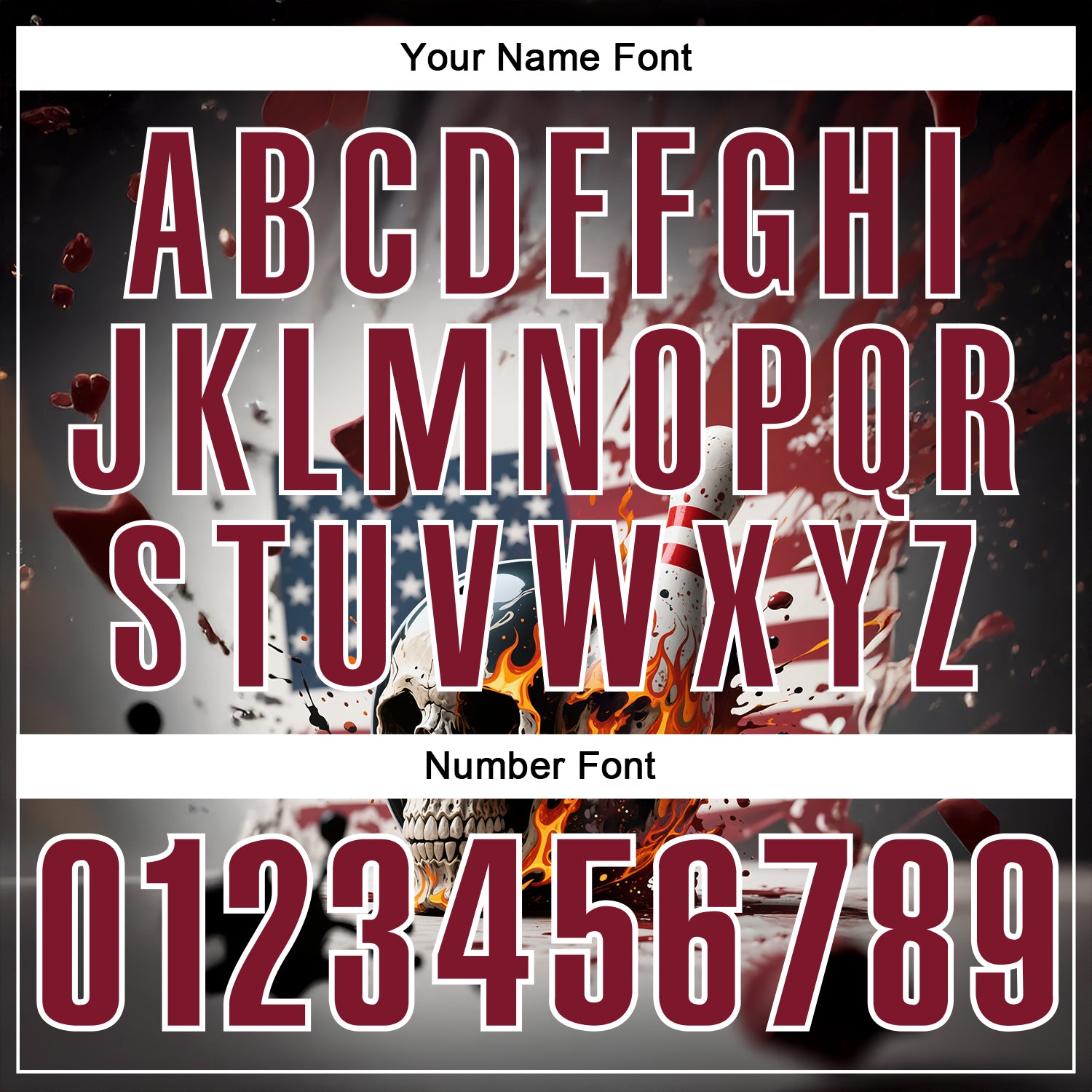 Custom Gray Crimson-White 3D American Flag Splash Flame Skull Bowling Performance Polo Shirt