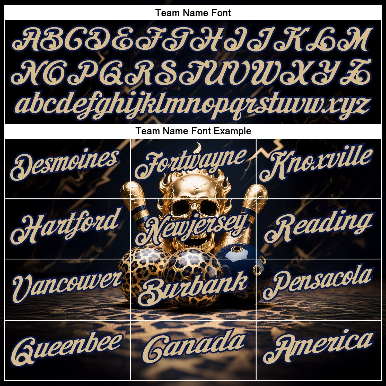 Custom Black Vegas Gold-Navy 3D Leopard Print Metal Skull Bowling Performance Polo Shirt