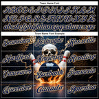 Custom Navy Vegas Gold 3D Flame Leopard Print Skull Bowling Performance Polo Shirt