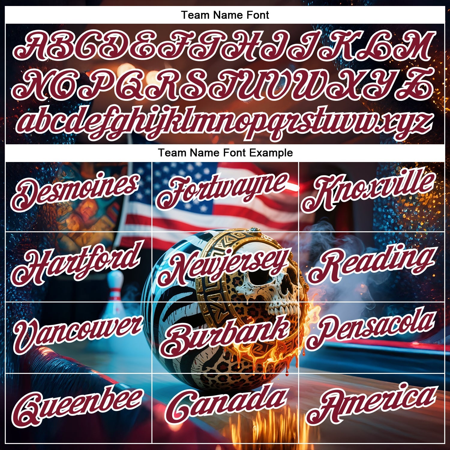 Custom Brown Crimson-White 3D American Flag Flame Skull Bowling Performance Polo Shirt