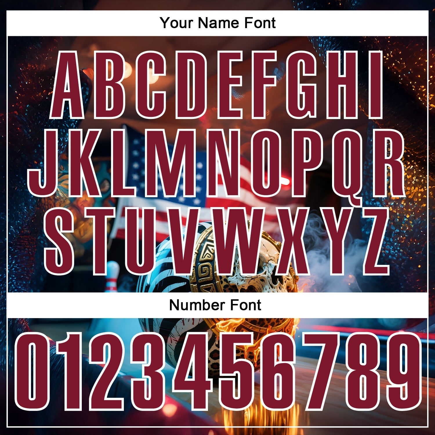 Custom Brown Crimson-White 3D American Flag Flame Skull Bowling Performance Polo Shirt