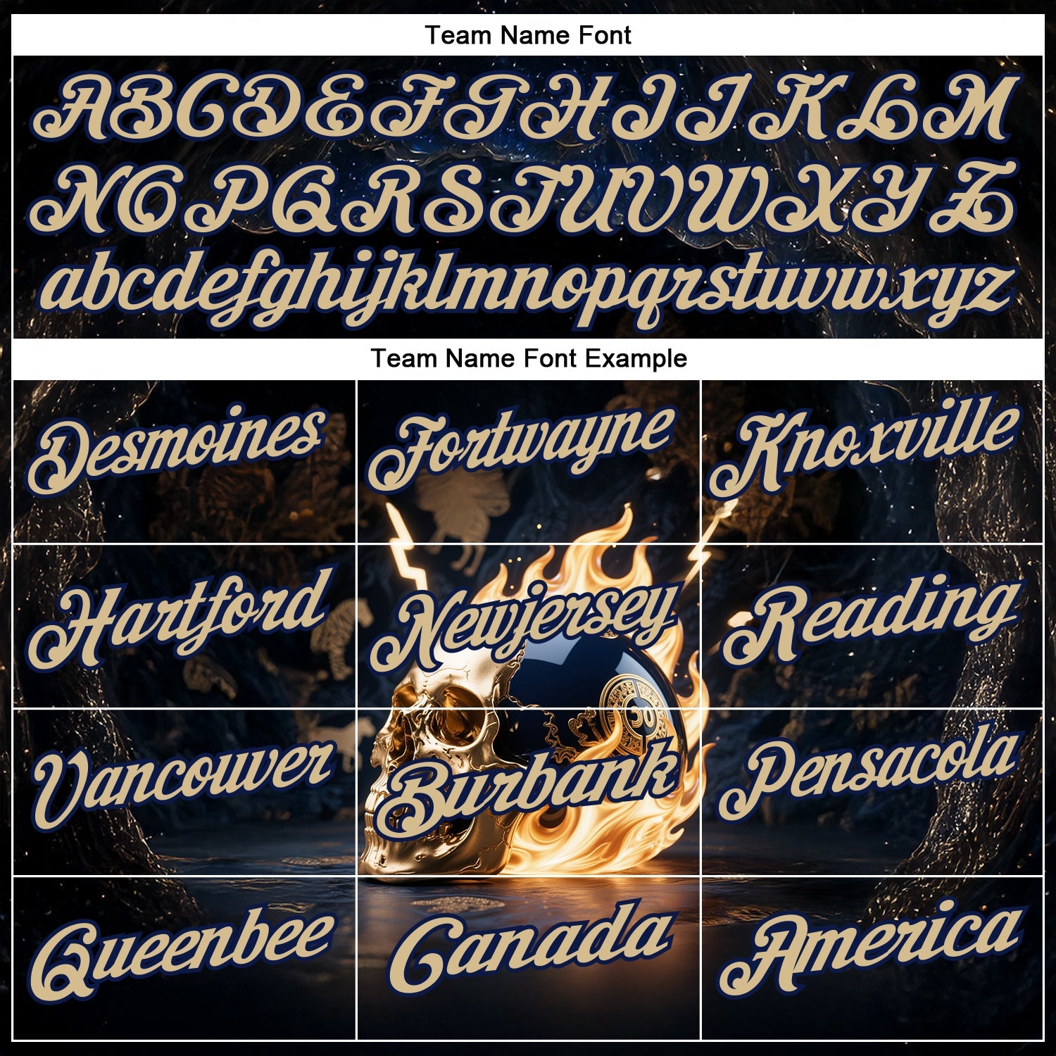 Custom Navy Vegas Gold 3D Flame Skull Bowling Performance Polo Shirt