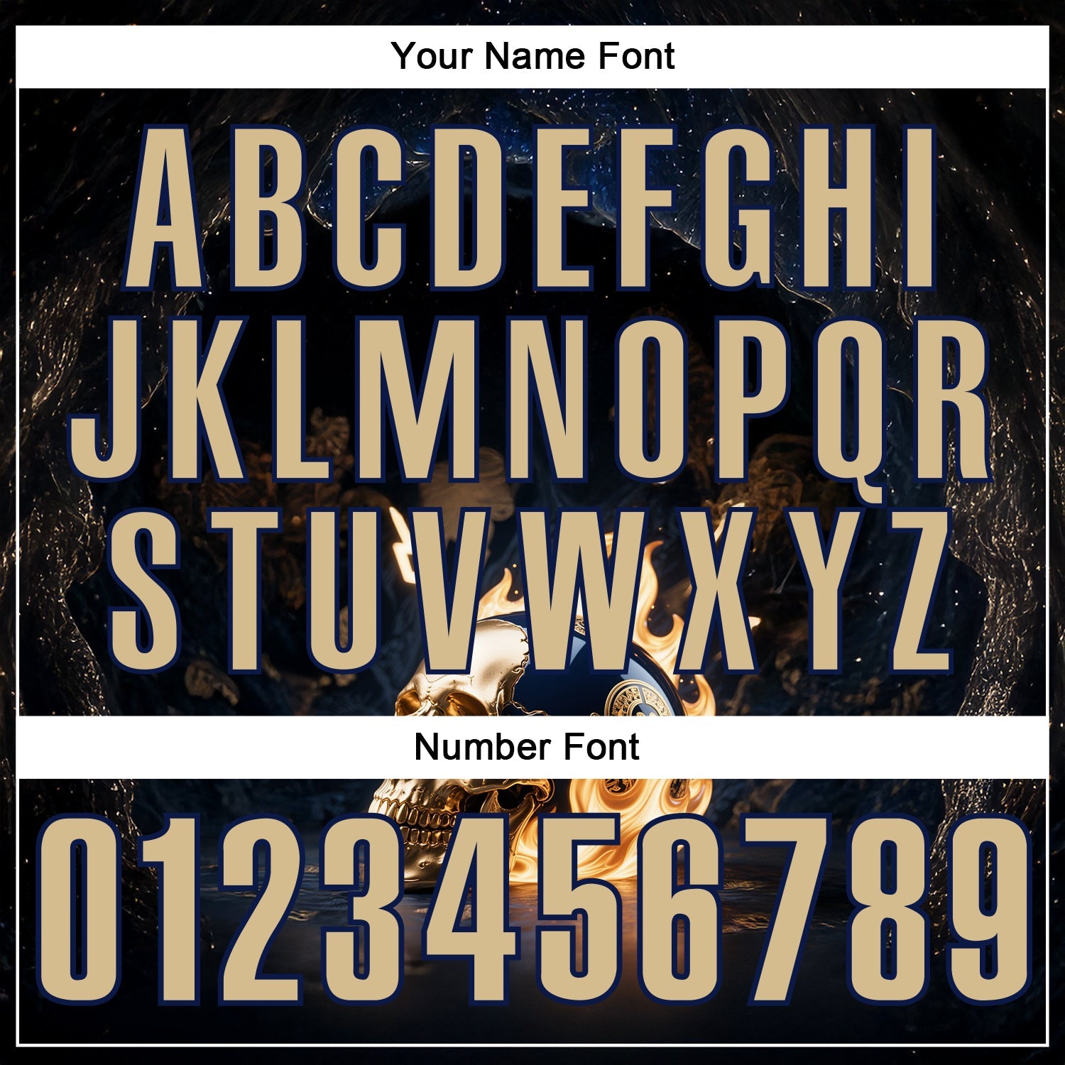 Custom Navy Vegas Gold 3D Flame Skull Bowling Performance Polo Shirt