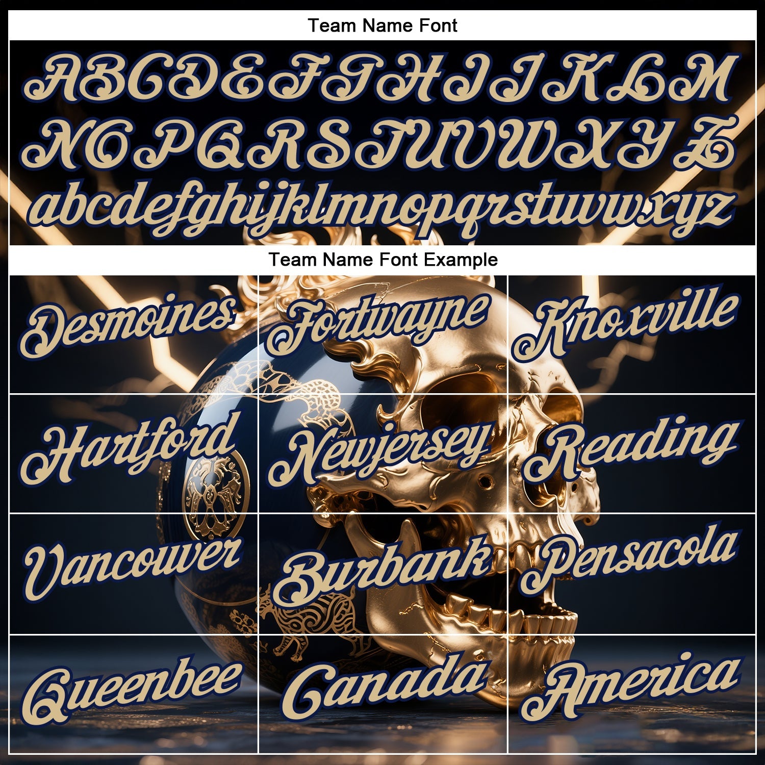 Custom Navy Vegas Gold 3D Metal Skull Bowling Performance Polo Shirt