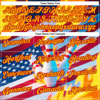 Custom Navy Gold-Red 3D American Flag Flame Bowling Performance Polo Shirt