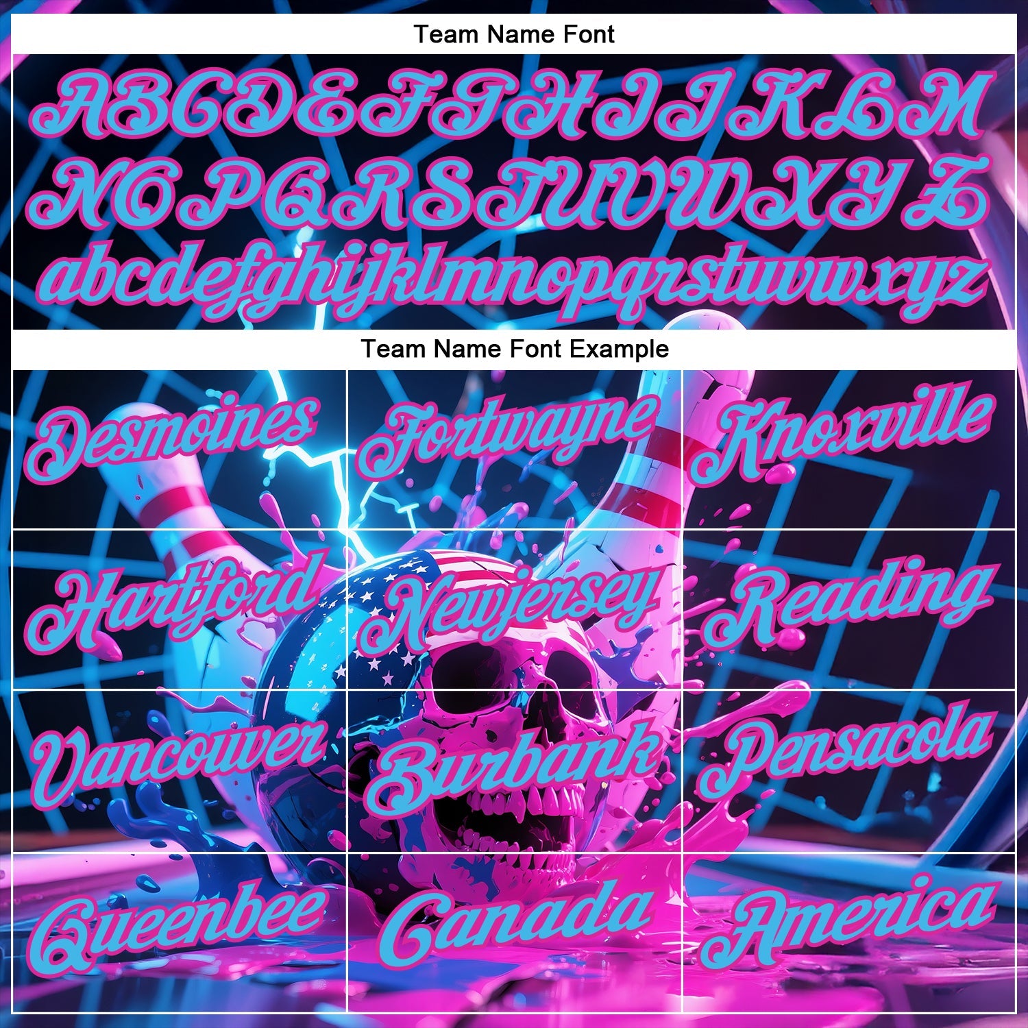 Custom Navy Sky Blue-Deep Pink 3D American Flag Splash Lightning Skull Bowling Performance Polo Shirt