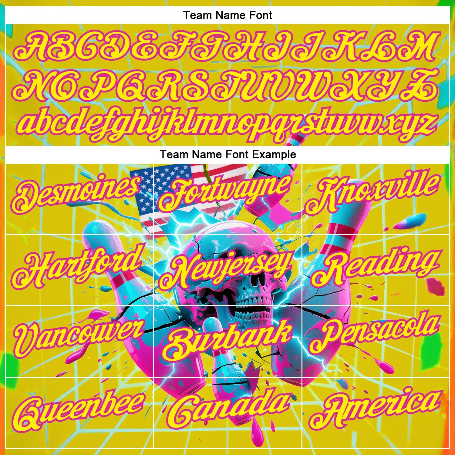 Custom Gold Light Yellow-Deep Pink 3D American Flag Splash Lightning Skull Bowling Performance Polo Shirt