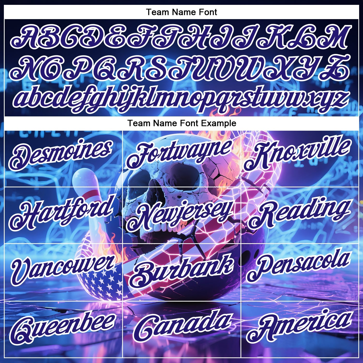 Custom Navy Dark Purple-White 3D American Flag Flame Lightning Skull Bowling Performance Polo Shirt