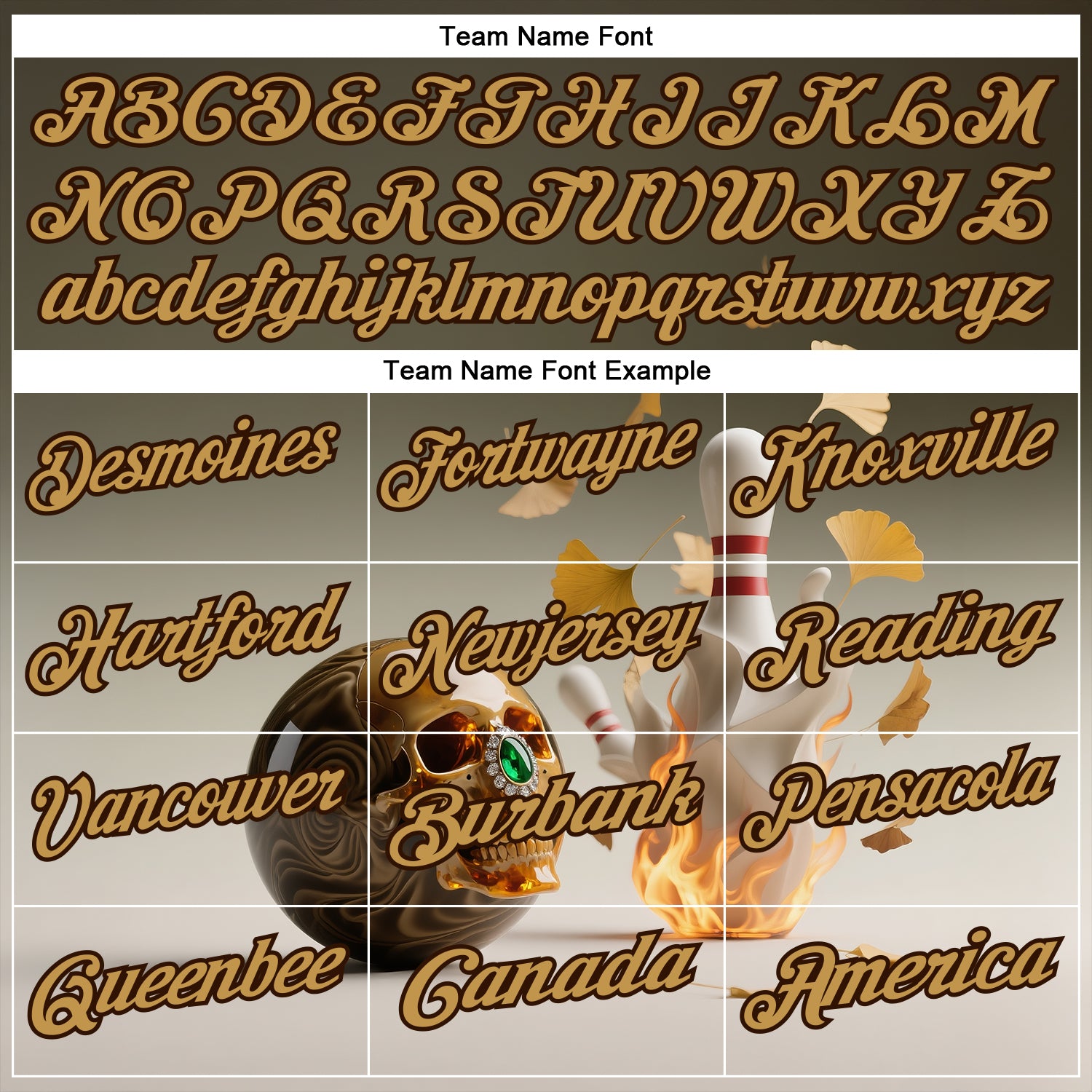 Custom Gray Old Gold-Brown 3D Flame Gem Skull Bowling Performance Polo Shirt