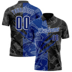 Custom Graffiti Pattern Royal Black-White 3D Scratch Performance Polo Shirt