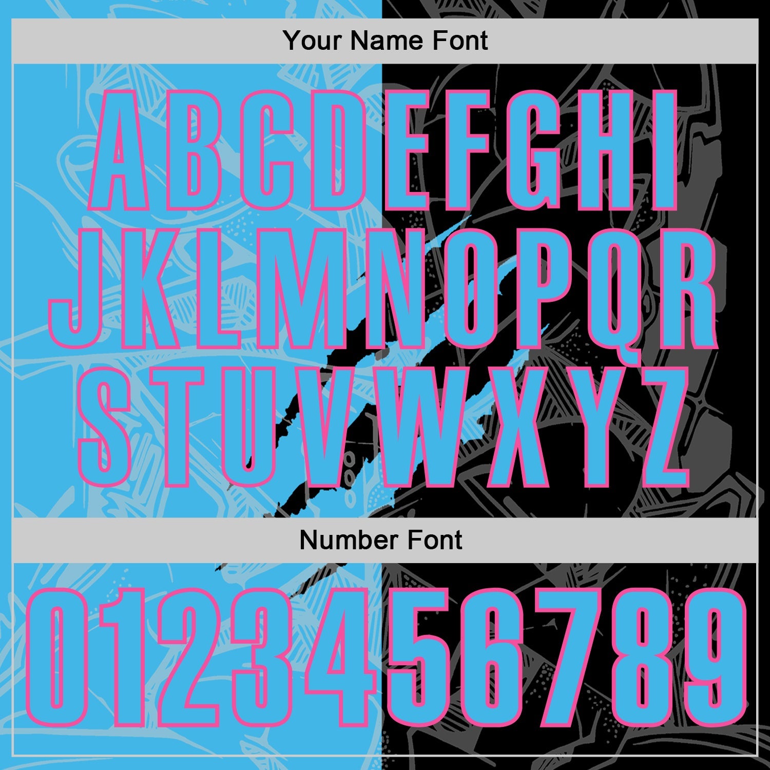 Custom Graffiti Pattern Sky Blue Black-Pink 3D Scratch Performance Polo Shirt