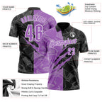 Custom Graffiti Pattern Medium Purple Black-White 3D Scratch Performance Polo Shirt