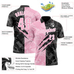 Custom Graffiti Pattern Light Pink Black-White 3D Scratch Performance Polo Shirt