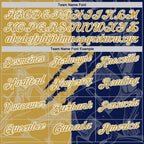 Custom Graffiti Pattern Old Gold Navy-White 3D Scratch Performance Polo Shirt