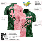 Custom Graffiti Pattern Medium Pink Green-White 3D Scratch Performance Polo Shirt