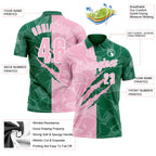 Custom Graffiti Pattern Light Pink Kelly Green-White 3D Scratch Performance Polo Shirt