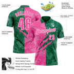 Custom Graffiti Pattern Pink Kelly Green-White 3D Scratch Performance Polo Shirt