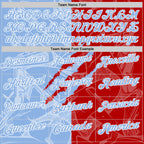 Custom Graffiti Pattern Light Blue Red-White 3D Scratch Performance Polo Shirt