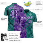 Custom Graffiti Pattern Purple Teal-White 3D Scratch Performance Polo Shirt