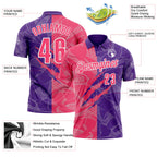 Custom Graffiti Pattern Neon Pink Purple-White 3D Scratch Performance Polo Shirt
