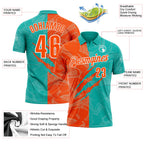 Custom Graffiti Pattern Orange Aqua-White 3D Scratch Performance Polo Shirt