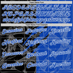 Custom Graffiti Pattern Thunder Blue Black-White 3D Scratch Performance Polo Shirt