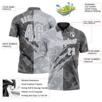 Custom Graffiti Pattern Gray Steel Gray-White 3D Scratch Performance Polo Shirt