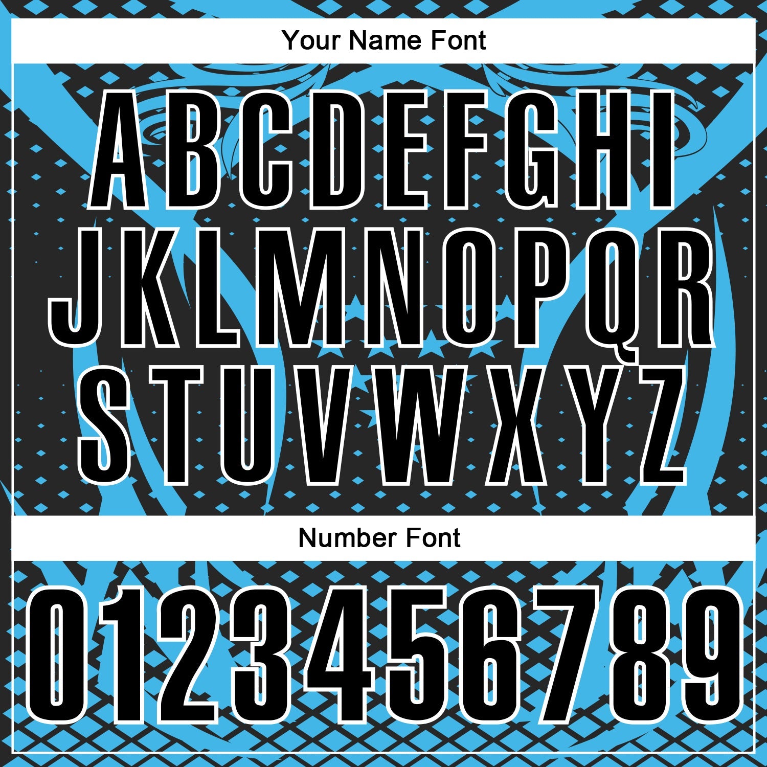 Custom Sky Blue Black-White 3D Pattern Design Star And Geometric Shapes Performance Polo Shirt