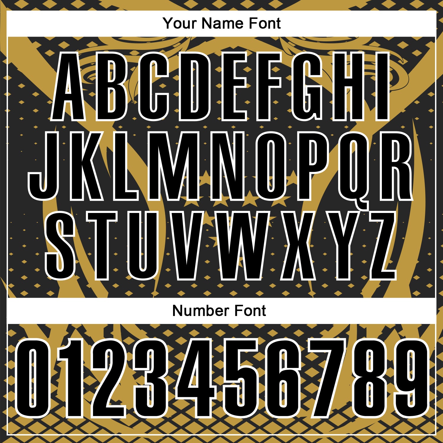 Custom Old Gold Black-White 3D Pattern Design Star And Geometric Shapes Performance Polo Shirt