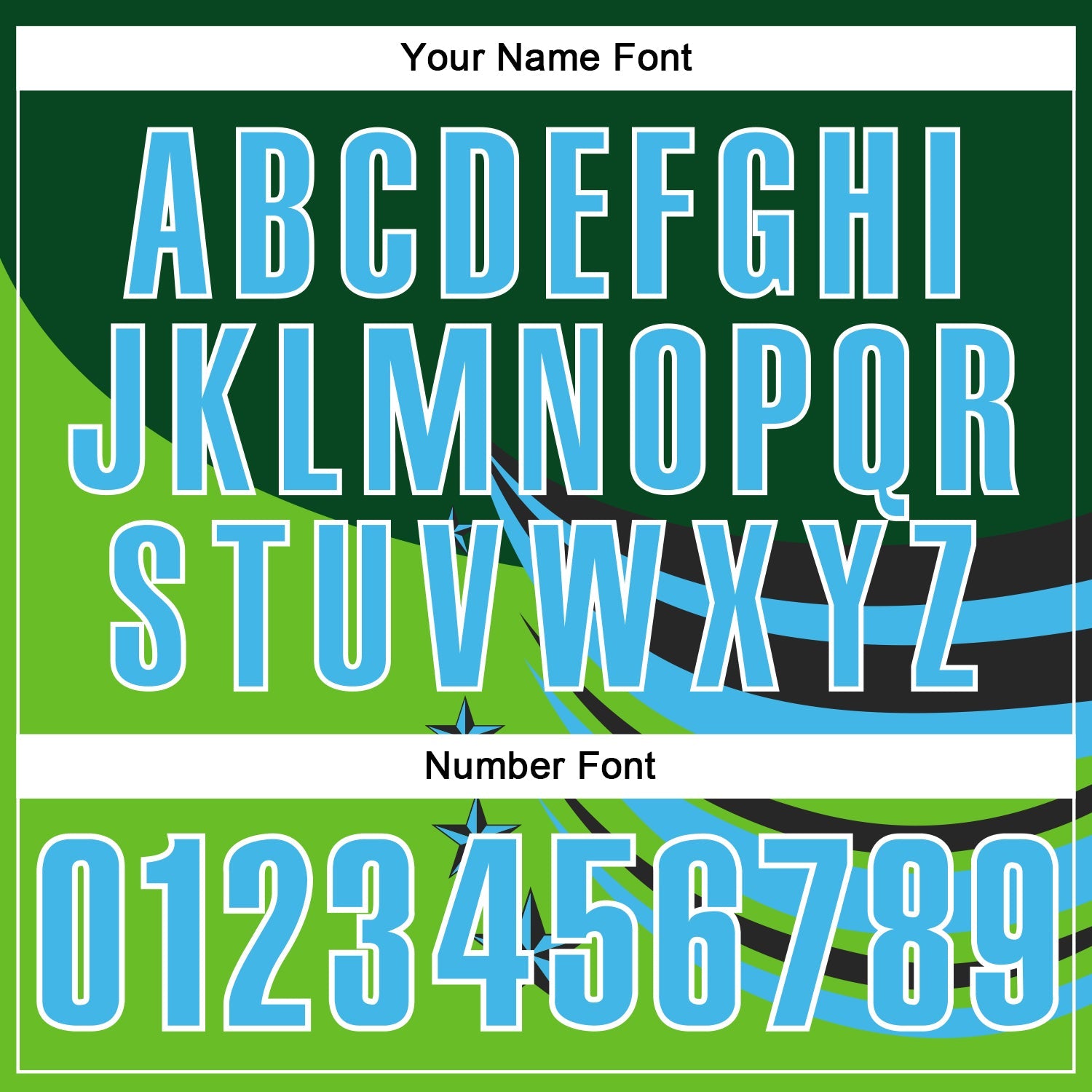 Custom Green Sky Blue Black-White 3D Pattern Design Star Performance Polo Shirt